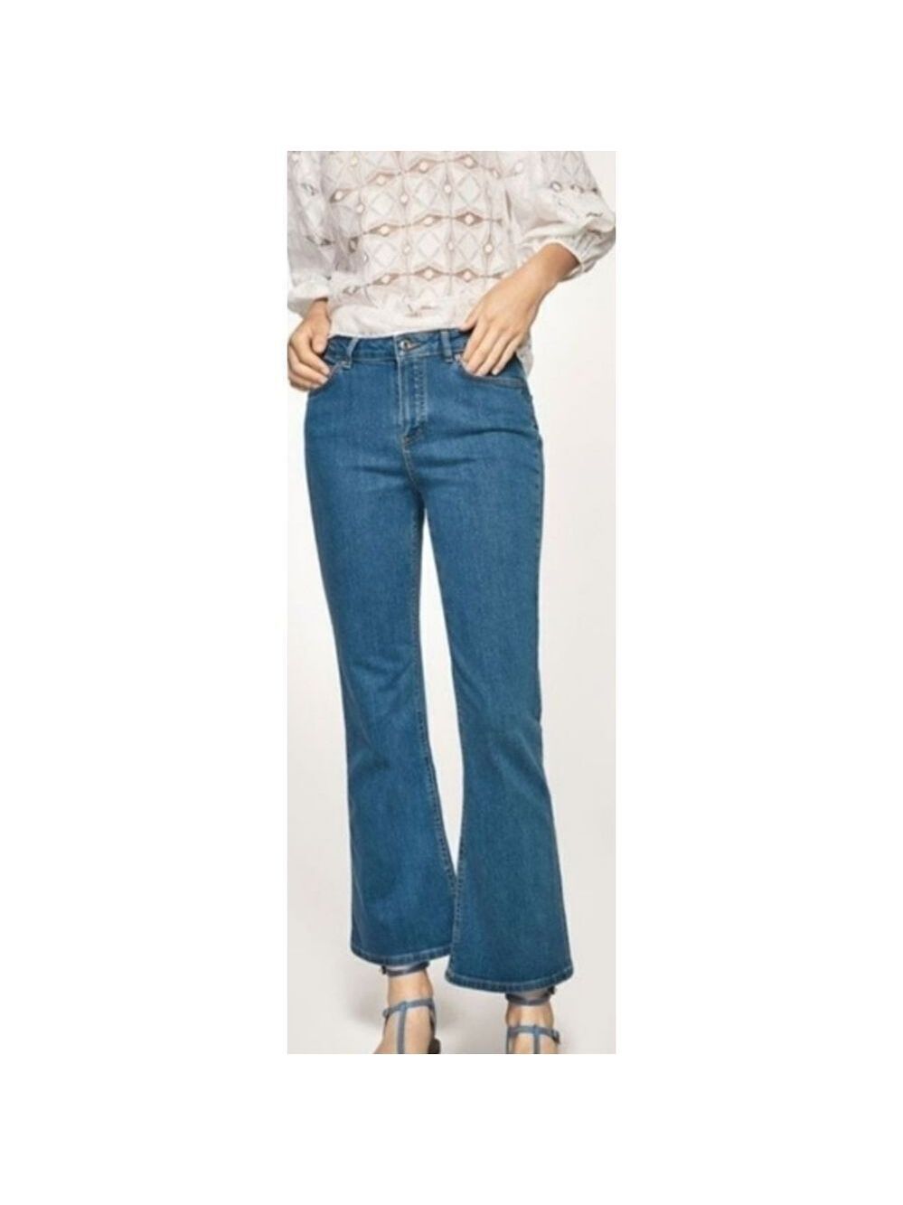 MASSIMO DUTTI Women's wide leg Boot Cut cropped JEANS New Size 6